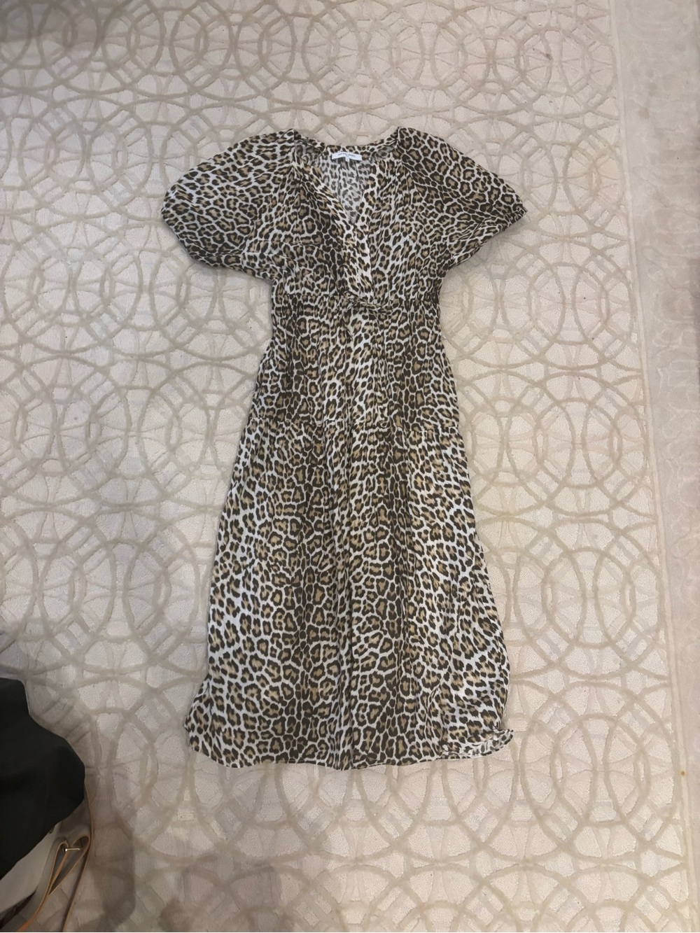 Gerard Darel Leopard Print V-Neck Dress - Brown Black White